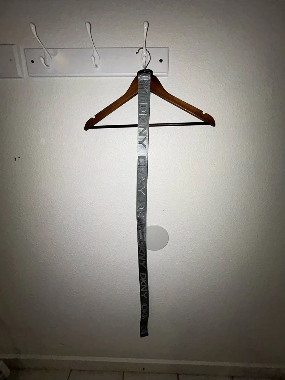 Dkny Silver Branded Fabric Hanging Strip